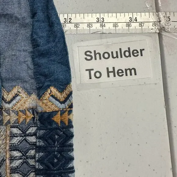 Andree by Unit Womens Boho Top Size L‎ Embroidered Southwestern Hippie Festival - Picture 6 of 7